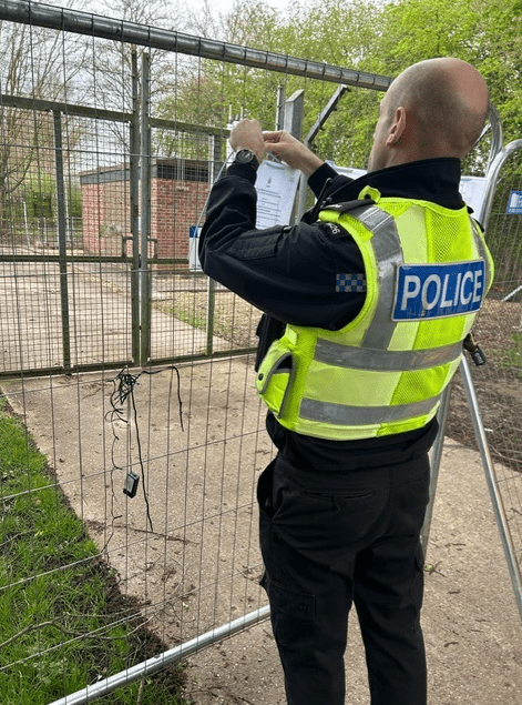 Police pin a closure order to the land where rough sleeping is banned, and anyone caught there risks prosecution