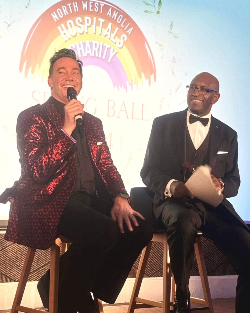 •‘Strictly Confidential’ host Ian Irving chats to Hospitals’ Charity patron Craig Revel Horwood during the evenings Q&A session