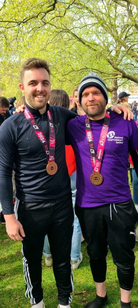 Joe (L) and Ricky, brothers from St Neots, both ran the London Marathon.
