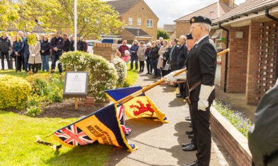 Eastrea near Whittlesey commemorated the 80th anniversary of the night a Lancaster bomber crashed into a farmer’s field in the village, killing all 8 crew men. Only one body was recovered. A special plaque was erected at the Eastrea war memorial., Eastrea, Peterborough Friday 19 April 2024. Picture by Terry Harris.