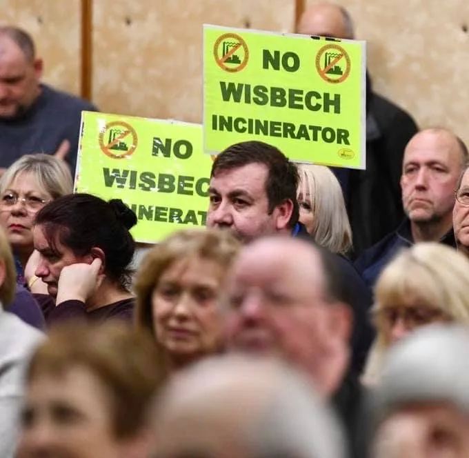 MP Steve Barclay in March 2020 addressing a public meeting opposed to the mega incinerator in Wisbech.