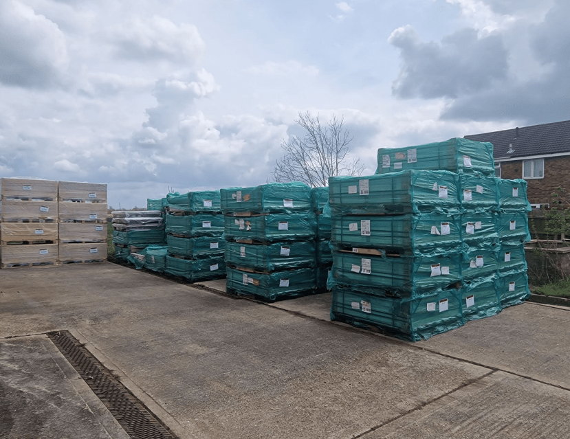 Photo of the pallets stacked outside 3-5 Prospect Way, Chatteris, which have been ordered to be removed after businessman loses appeal against Fenland Council decision 