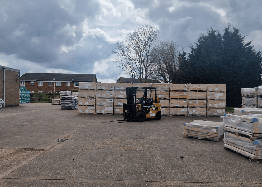 Photo of the pallets stacked outside 3-5 Prospect Way, Chatteris, which have been ordered to be removed after businessman loses appeal against Fenland Council decision