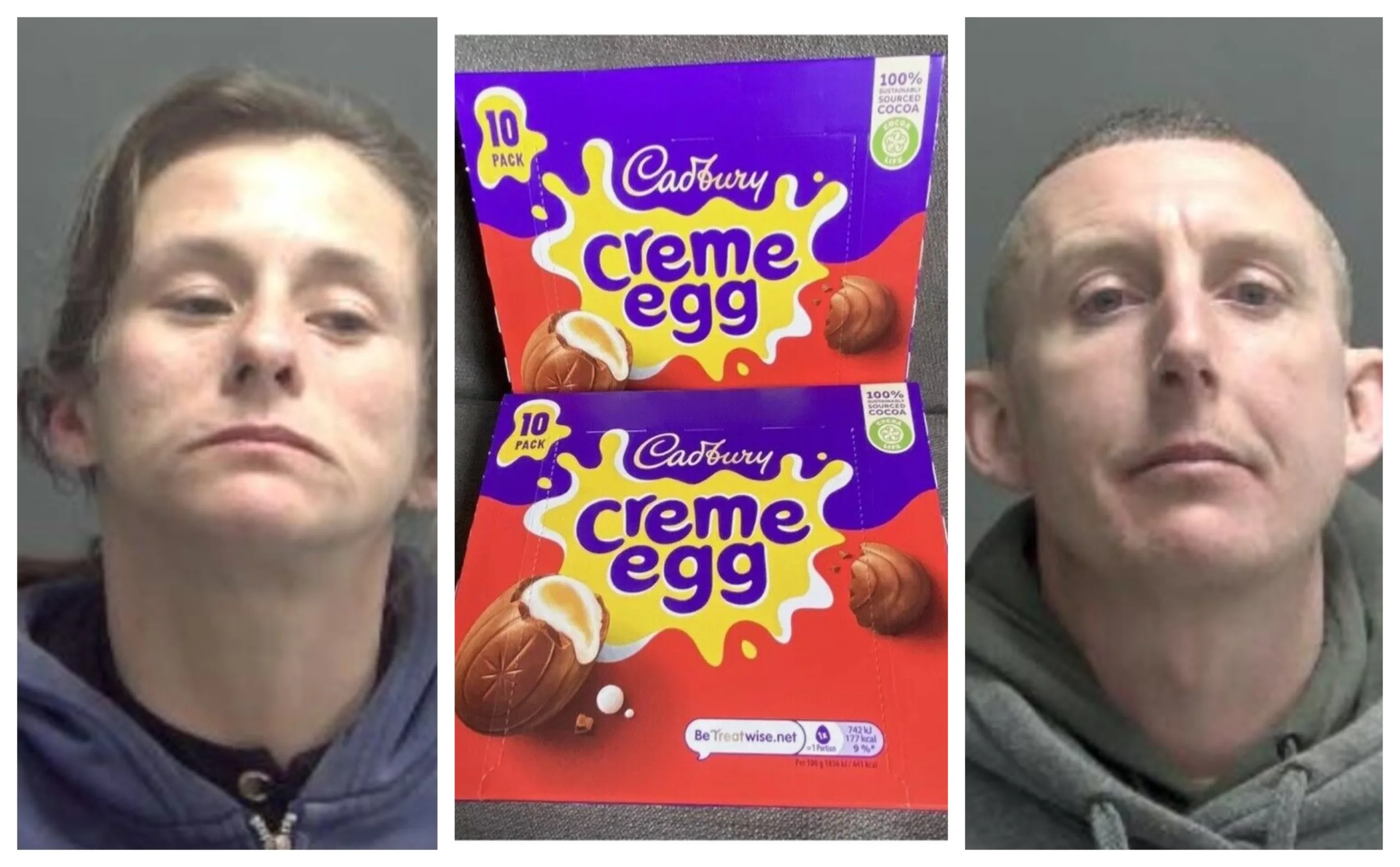 McSpadden (right) was in breach of a Criminal Behaviour Order (CBO) when he went into Tesco with Momot (left) and stole crème eggs worth £59.40