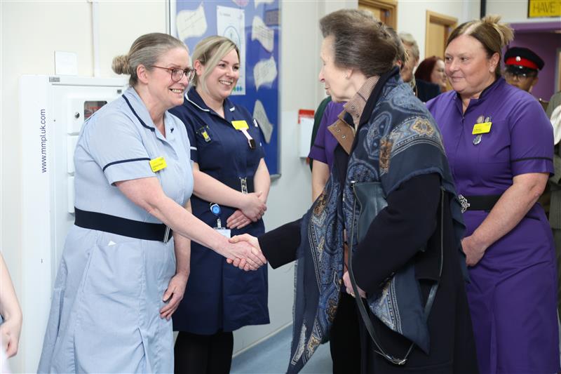The Princess Royal was invited to meet staff at Hinchingbrooke Hospital, Huntingdon, and find out more about the hospital’s maternity services, in her role as patron of the Royal College of Midwives (RCM).