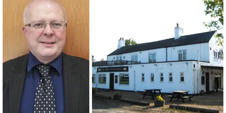 Stephen Goldspink (left) heads the campaign to halt the demolition of the Three Horseshoes at Turves to become housing.