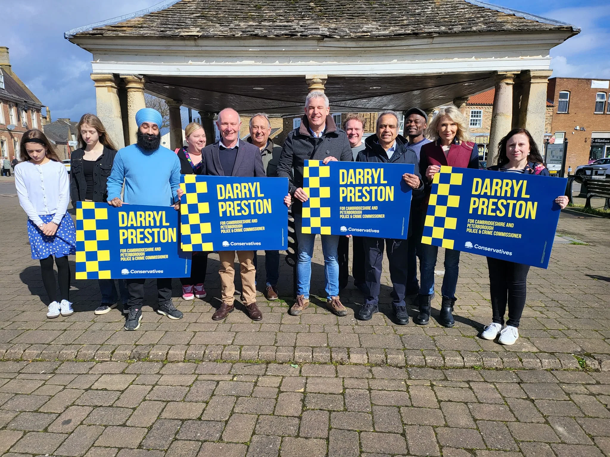 MP Steve Barclay visits Whittlesey to promote election prospects for police and crime commissioner Darryl Preston and a local Conservative by election candidate. Videos made by Mr Barclay were ordered to be removed from a town council Facebook page