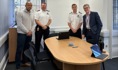 Matthew Warren (right) with (left) Ben Obese-Jecty the Conservative Parliamentary candidate for Huntingdon earlier this year. The candidate had asked to meet with Cambridgeshire Fire and Rescue. Others pictured are area commander Stuart Smith, and ACFO Jon Anderson.