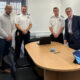 Matthew Warren (right) with (left) Ben Obese-Jecty the Conservative Parliamentary candidate for Huntingdon earlier this year. The candidate had asked to meet with Cambridgeshire Fire and Rescue. Others pictured are area commander Stuart Smith, and ACFO Jon Anderson.