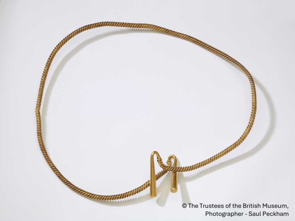 Thieves stole the East Cambridgeshire gold torc and a gold bracelet, both dating from the Bronze Age. The museum acquired the torc in 2017 with a series of grants and donations from the public.