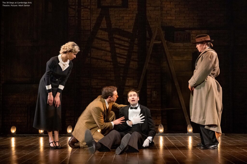 The 39 Steps is at Cambridge Arts Theatre until Saturday, May 11. John Buchan wrote the book in 1915 and Alfred Hitchcock’s film was in 1935. 