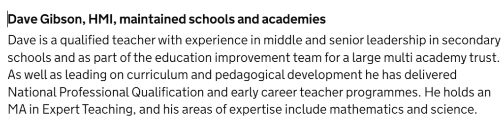 From Ofsted website
