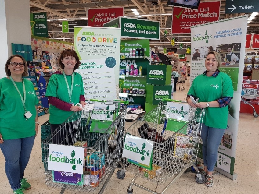 Asda - News for Peterborough and Cambridgeshire News for Peterborough and Cambridgeshire - Cambridge City Foodbank volunteer team at the Asda collection drive