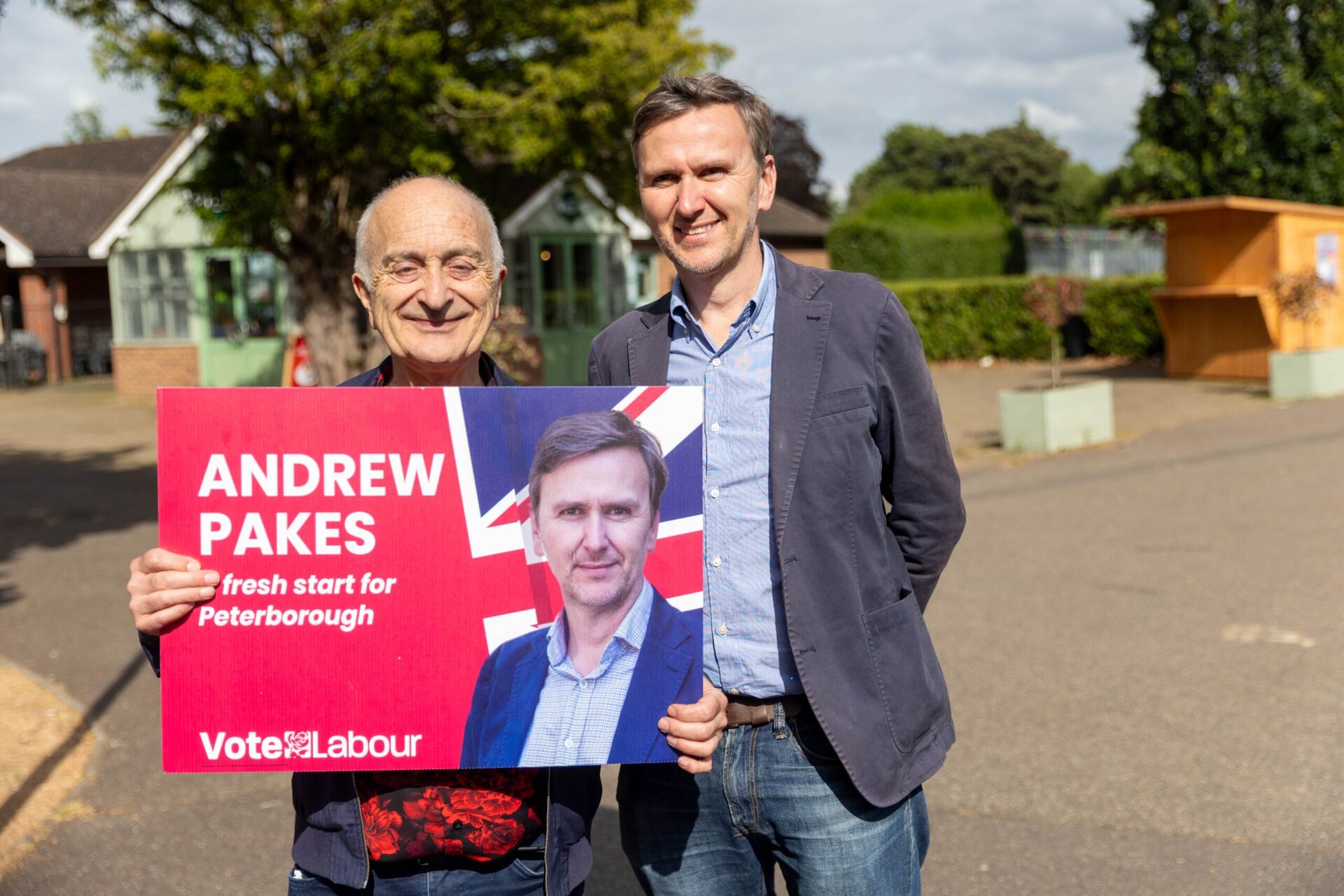 Sir Tony Robinson joins friend and Labour Parliamentary Candidate Andrew Pakes in Central Park Peterborough two days ahead of the election to support him in his efforts to become MP for Peterborough - News for Peterborough and Cambridgeshire News for Peterborough and Cambridgeshire -