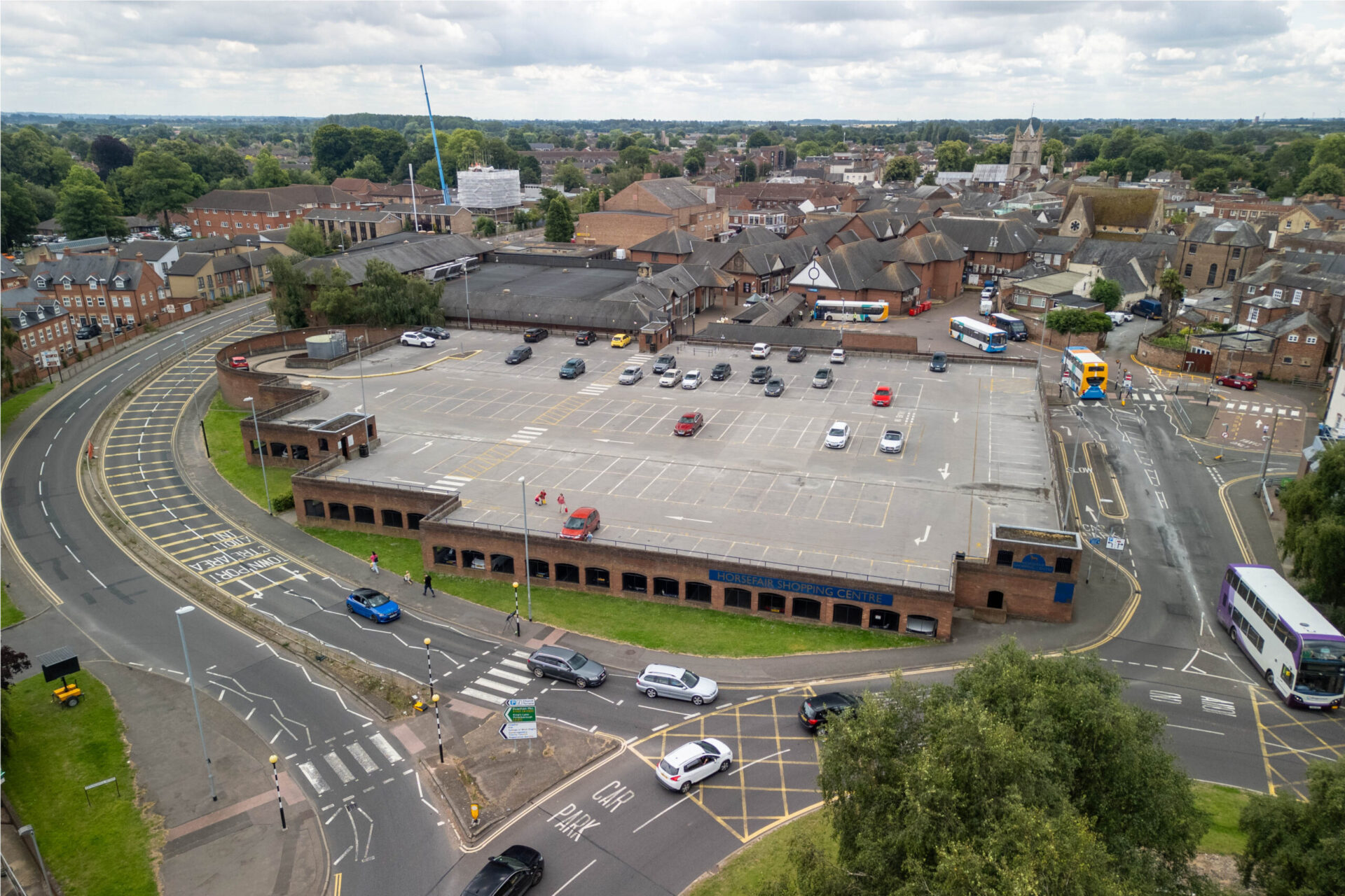 Wisbech town aerials - News for Peterborough and Cambridgeshire News for Peterborough and Cambridgeshire - Horsefair car park. Town Centre, Wisbech Tuesday 23 July 2024. Picture by Terry Harris