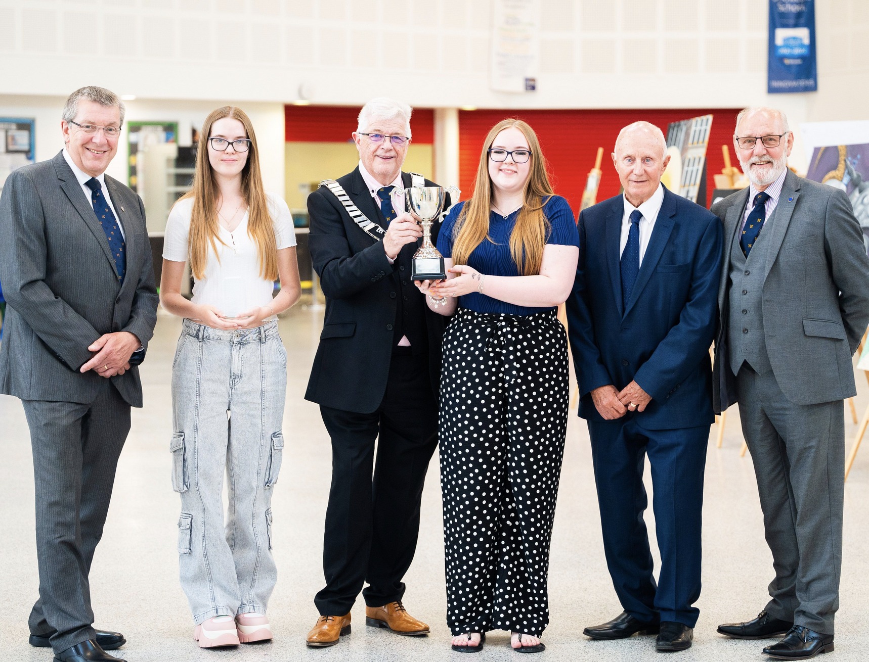 TCA business award student winners with Michael Bates, Derrick Holmes, Brian Kett and Peter Dennis of Wisbech B&PMC - News for Peterborough and Cambridgeshire News for Peterborough and Cambridgeshire - CA-business-award-student-winners-with-Michael-Bates-Derrick-Holmes-Brian-Kett-and-Peter-Dennis-of-Wisbech-BPMC