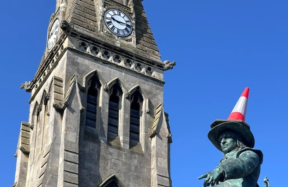 statue 2 - News for Peterborough and Cambridgeshire News for Peterborough and Cambridgeshire - “In St. Ives this morning and it’s disappointing to see the statue of Oliver Cromwell with a traffic cone still on top of it,” MP Ben Obese-Jecty posted to Facebook.