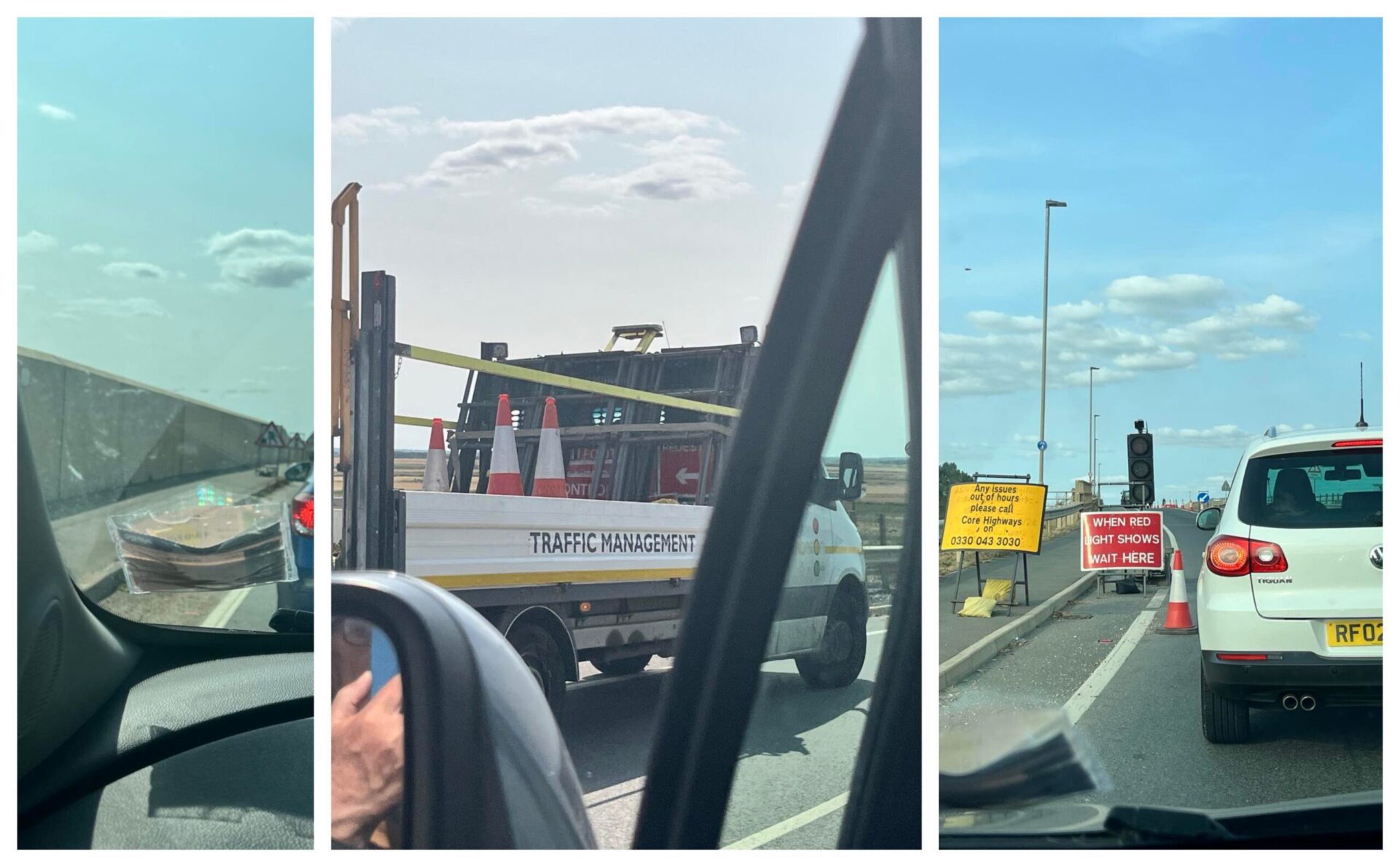 kings dyke - News for Peterborough and Cambridgeshire News for Peterborough and Cambridgeshire - One-way traffic is a familiar pattern for those using the £32m Ralph Butcher Causeway Whittlesey after cracks appeared and contractors yet to determine cause. PHOTO: John Elworthy