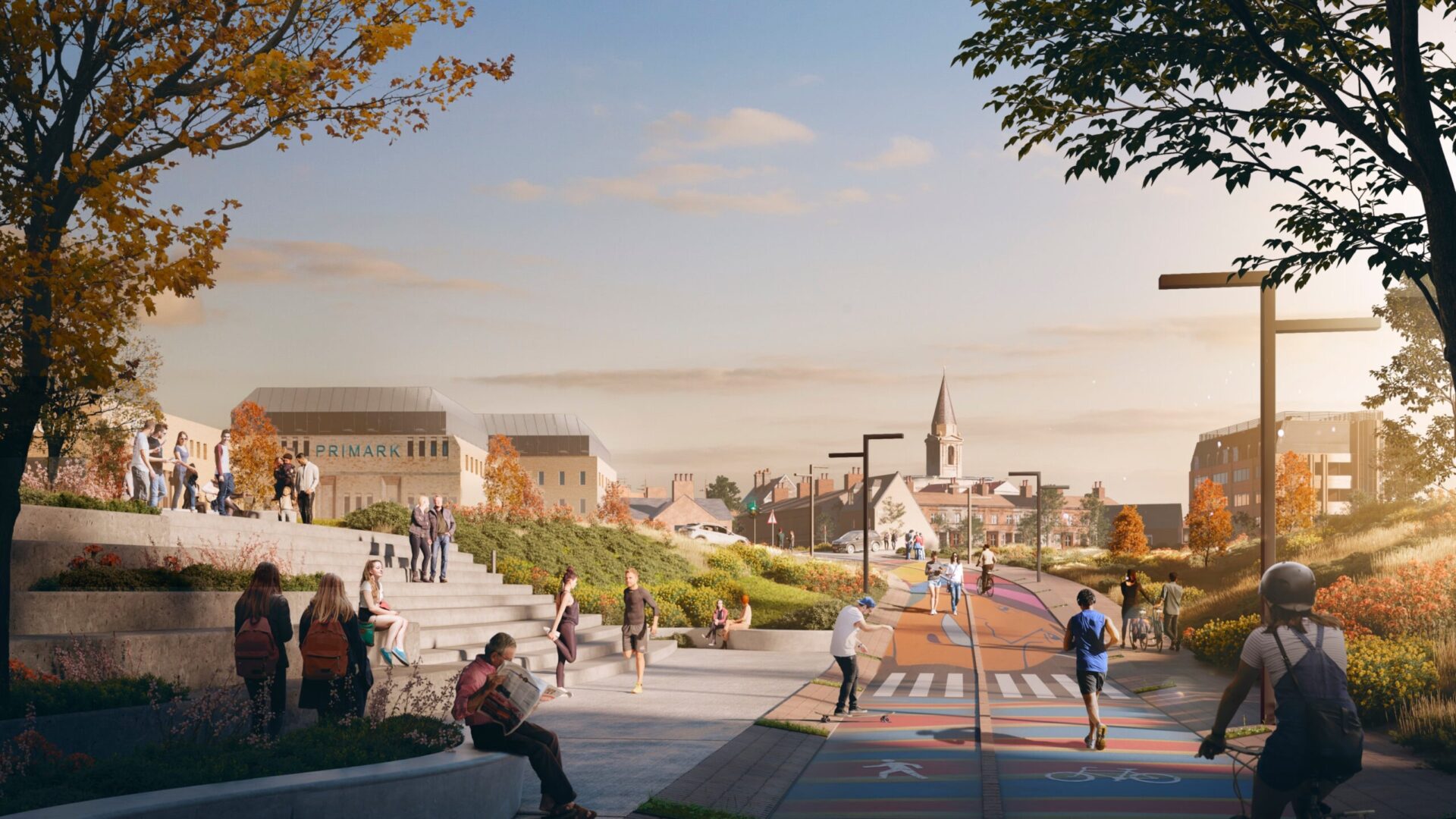 station quarter - News for Peterborough and Cambridgeshire News for Peterborough and Cambridgeshire - The image was prepared by ARUP. It is an artist impression of the view from the Queensgate Roundabout towards the city centre