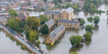 Picture dated October 1st shows flooding around the town of St Ives in Cambridgeshire on Tuesday afternoon. PHOTO: Bav Media