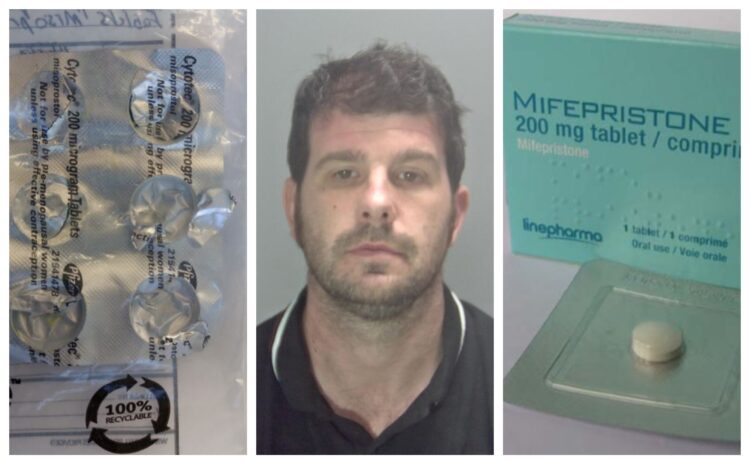 News for Peterborough and Cambridgeshire - Images attached show the blister pack found in Worby's bin, an example of the blue packet containing Mifepristone which was never recovered, and a custody image of Stuart Worby.