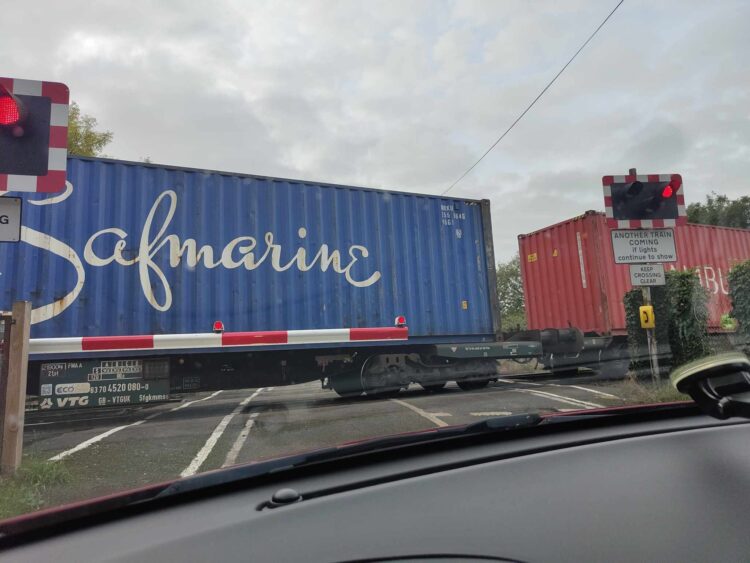 News for Peterborough and Cambridgeshire - Freight train stuck in limbo on March crossing. All services between Ely and Peterborough are currently suspended. PHOTO: CambsNews reader