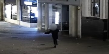 Chignell, 33, of no fixed address, was spotted by cameras smashing the window before walking around with a metal pole he had stolen earlier from a Peterborough restaurant.