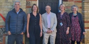 (l-r) Dan Murton (governor with responsibility for the project), Meghan Bonner (PTA Chair), Mark Richer (local business man), Lucy How (Headteacher), Liz Moore (Chair of Governors)