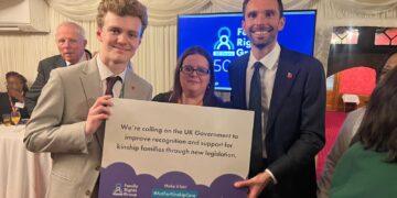 Sam Carling MP (North West Cambridgeshire) with Cllr Katy Cole (Peterborough City Council) and Josh MacAlister MP at a recent event celebrating Kinship carers in Parliament