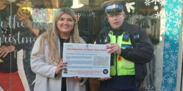 Community Safety Partnership Delivery Officer at Huntingdonshire District Council Georgia Patterson and PCSO Daniel Grant