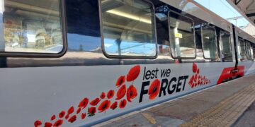 "Lest we forget" Poppy Train livery launch at Norwich station (Credit: Greater Anglia)