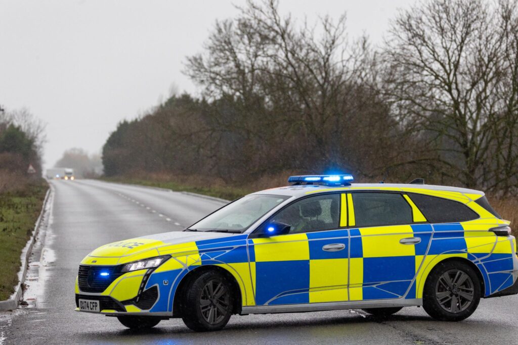 Scene on the A47 near Guyhirn, Cambridgeshire, this morning with UK Power Network on site after power cable came down on tree during Storm Darragh. PHOTO: Terry Harris