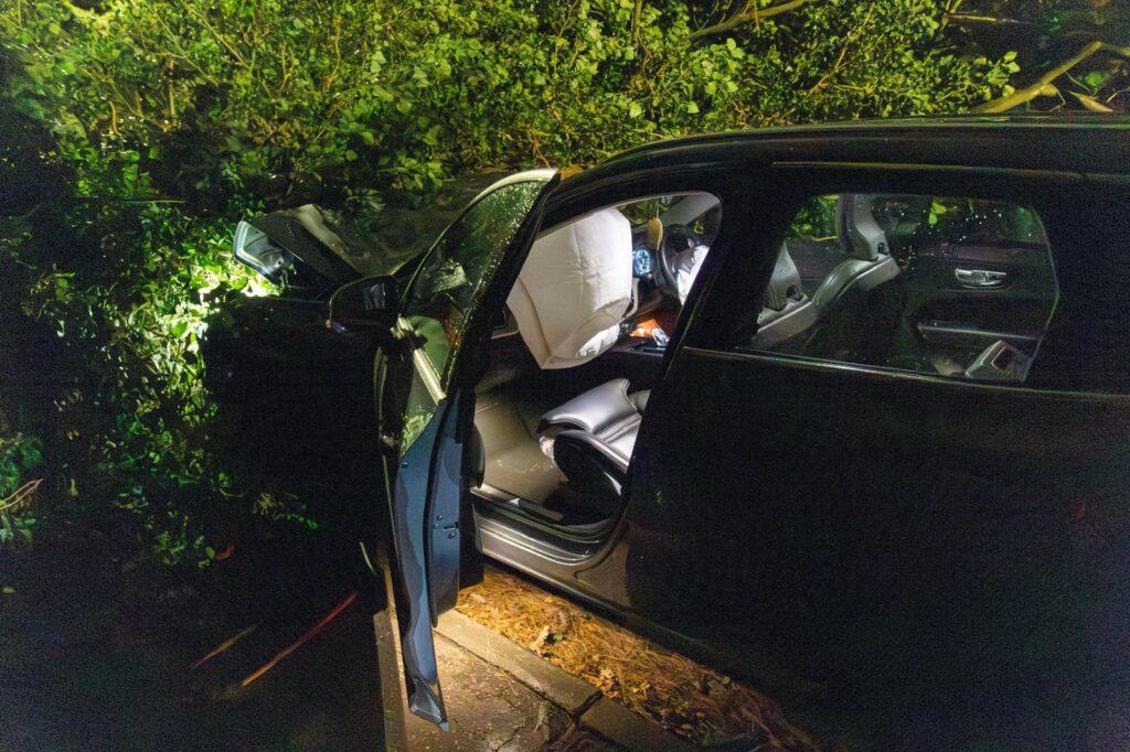 WhatsApp Image 2024-12-07 at 19.43.53_8b2c384e - News for Peterborough and Cambridgeshire Scene on Thorpe Road Peterborough tonight – December 7 – after falling tree hits car PHOTO: Terry Harris