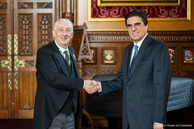 bulgarian 2 - News for Peterborough and Cambridgeshire News for Peterborough and Cambridgeshire - Bulgarian ambassador Tihomir Stoichev recently met with the Speaker of the House of Commons Sir Lindsay Hoyle at Westminster Palace. On this occasion, the Bulgarian national flag was hoisted in front of the Parliament building. “The two interlocutors expressed satisfaction with the excellent bilateral relationship, based on a long diplomatic history and shared values,” said a Bulgarian embassy spokesperson. PHOTO: Bulgarian Embassy
