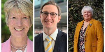MPs Charlotte Cane (right), Pippa Heylings (left) and Ian Sollom