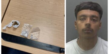 A photo of the drugs and machete found by police when they arrested Abdul Kareem of Peterborough. Custody photo of Kareem.