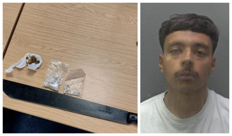 abdul main - News for Peterborough and Cambridgeshire News for Peterborough and Cambridgeshire - A photo of the drugs and machete found by police when they arrested Abdul Kareem of Peterborough. Custody photo of Kareem.