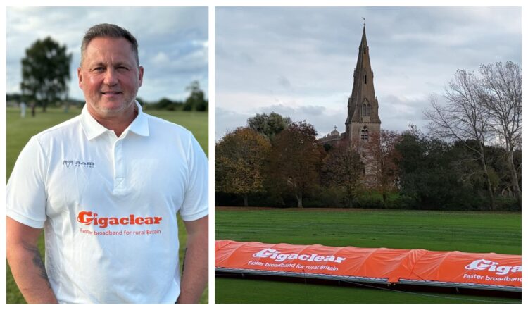 alconbury main - News for Peterborough and Cambridgeshire News for Peterborough and Cambridgeshire - Darren Glough (left) and Gigaclear's Sports Fund has provided Alconbury Recreation Field Charity with a new set of mobile cricket covers