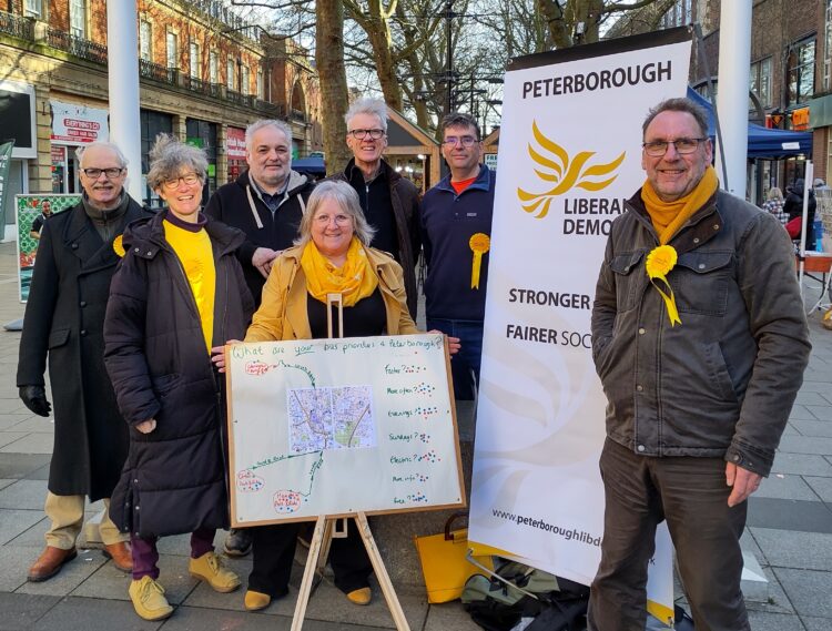 News for Peterborough and Cambridgeshire - Peterborough Liberal Democrats took to the streets outside the Town Hall on Saturday together with Lib Dem Mayoral candidate, Cllr Lorna Dupre, to invite people's views on how to bring about a ‘Greener, Fairer and Better-Connected Peterborough and Cambridgeshire!’