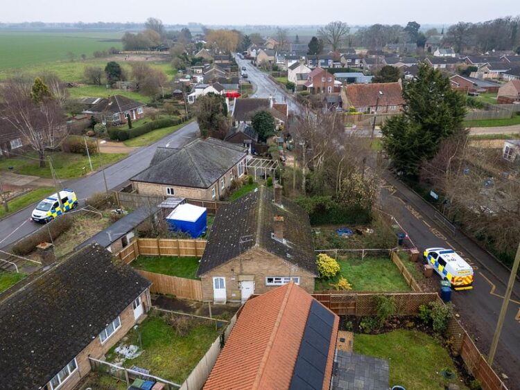 News for Peterborough and Cambridgeshire - Cambridgeshire police searching for a missing woman from the village of Christchurch near March have launched a murder investigation. Above: The bungalow in Christchurch which has been sealed with police in attendance. PHOTO for CambsNews: Terry Harris