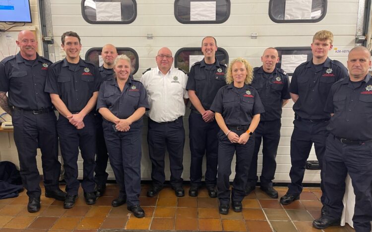 fire 1 - News for Peterborough and Cambridgeshire News for Peterborough and Cambridgeshire - Russell Gooderham’s career was celebrated at a retirement party held at the station, where he was presented with a firefighter figurine by Chief Fire Officer Matthew Warren, as well as a mounted silver axe by the crew.