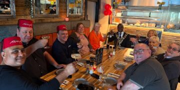 Cllr Shahid Rafique (left) joined fellow Wisbech town councillors – including the Mayor Cllr Sidney Imafidon – at today’s opening of a new Turkish restaurant in the town. PHOTO: Mayor of Wisbech Facebook Page