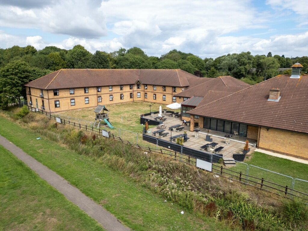 RS41271_THS-Peterborough-Dragon-Asylum-Hotel-Fenced-15538_scr - News for Peterborough and Cambridgeshire FOI requests by the BBC and The Times found that the Home Office pays millions each month to private security firms (like Mitie, G4S, or Serco’s own staff) to patrol sites such as the Dragonfly hotel in Peterborough. PHOTO: Terry Harris