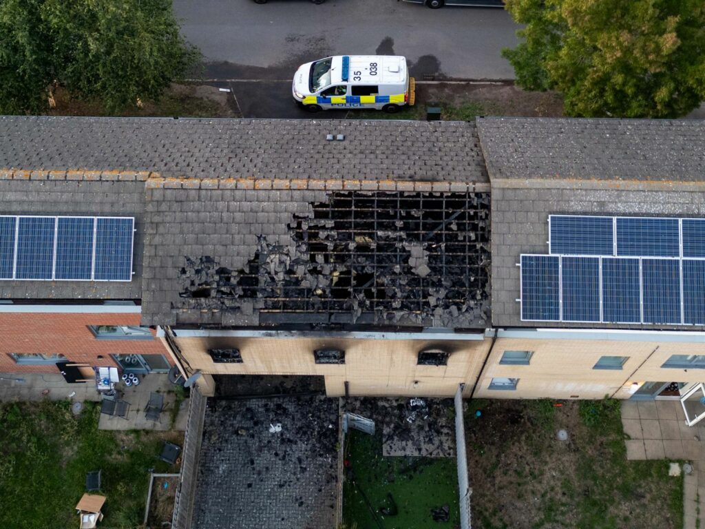 WhatsApp Image 2025-07-28 at 213440_050dc233 - News for Peterborough and Cambridgeshire Crews from Stanground, Yaxley, Ramsey and the Peterborough Volunteer Fire Brigade attended a fire at Hampton in which a woman was seriously injured. PHOTO: Terry Harris