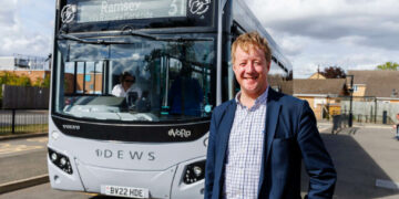 Paul Bristow, Mayor of Cambridgeshire and Peterborough, visiting Whittlesey to meet residents and see the new and protected bus services in action.