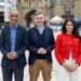 Peterborough MP Andrew Pakes, Deputy Leader Cllr Mohammed Farooq and Council Leader Cllr Shabina Qayyum,. City Centre, Peterborough. Friday 26 September 2025. Picture by Terry Harris.