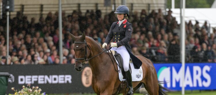Piggy March riding MCS MAVERICK in the dressage phase of the Defender Burghley Horse Trials, in the park land surrounding Burghley House near Stamford in Lincolnshire in the UK between 3rd - 7th September 2025