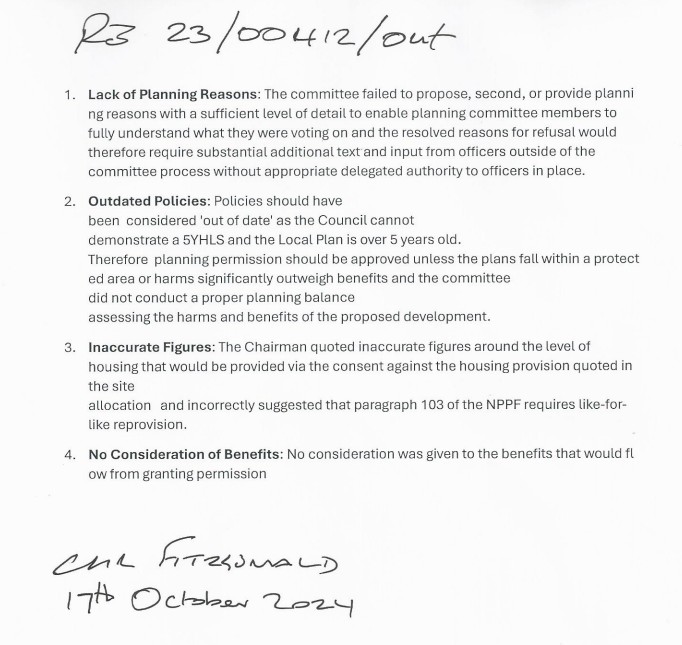 showground 2 - News for Peterborough and Cambridgeshire In October 2024, councillors initially rejected AEPG’s plans for 650 homes on the former speedway track, citing concerns over overdevelopment and the loss of community facilities. However, within two days, Cllr Fitzgerald – alongside three other councillors – invoked council procedures to appeal the decision. Their letter argued that the refusal lacked sufficient planning grounds, relied on outdated policy, and failed to consider the scheme’s wider benefits.