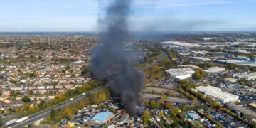 Firefighters tackle garage blaze in Peterborough