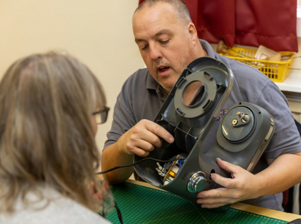 Since it began in 2021, the Peterborough Repair Café has helped give new life to over 1,000 household items. Volunteers — from electricians to sewers to knife-sharpening enthusiasts — donate their time and expertise to help others learn how to make do and mend. PHOTO: Terry Harris
